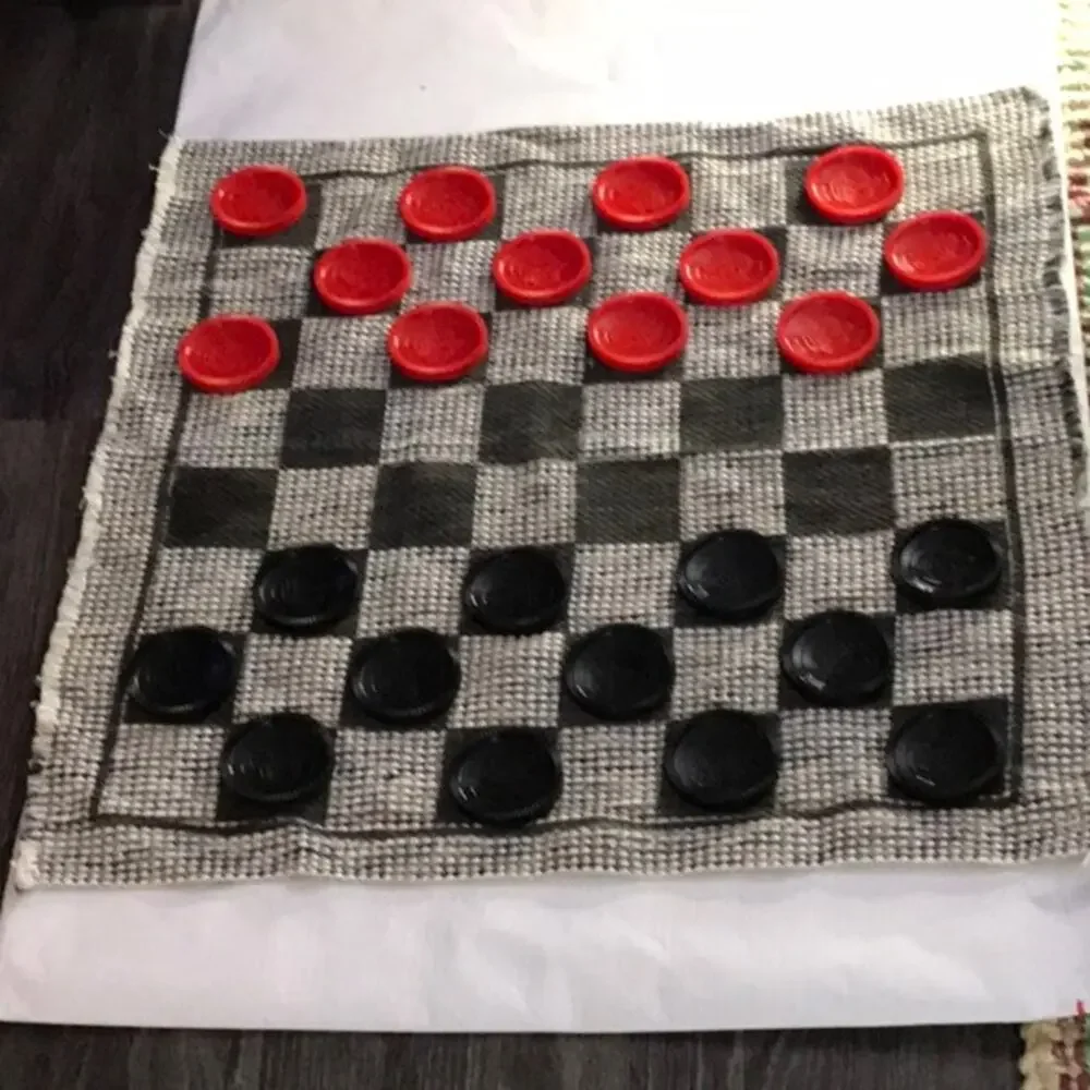 Multiflex Designs Jumbo Checker Game Rug Board Play Set Family Christmas Gift